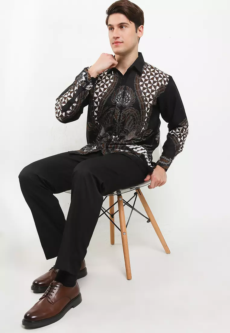 Goldy Kemeja Batik Premium Pria Casual Modern Lengan Panjang