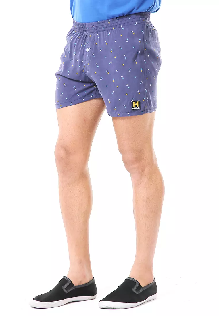 Grissham Celana Pendek Pria Short Boxer Stylish Motif Abstrack Material Cotton ORIGINAL - Blue