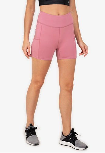 ZALORA ACTIVE pink High Rise Side Pocket Plain Shorts 6D508AACB6AFE0GS_1