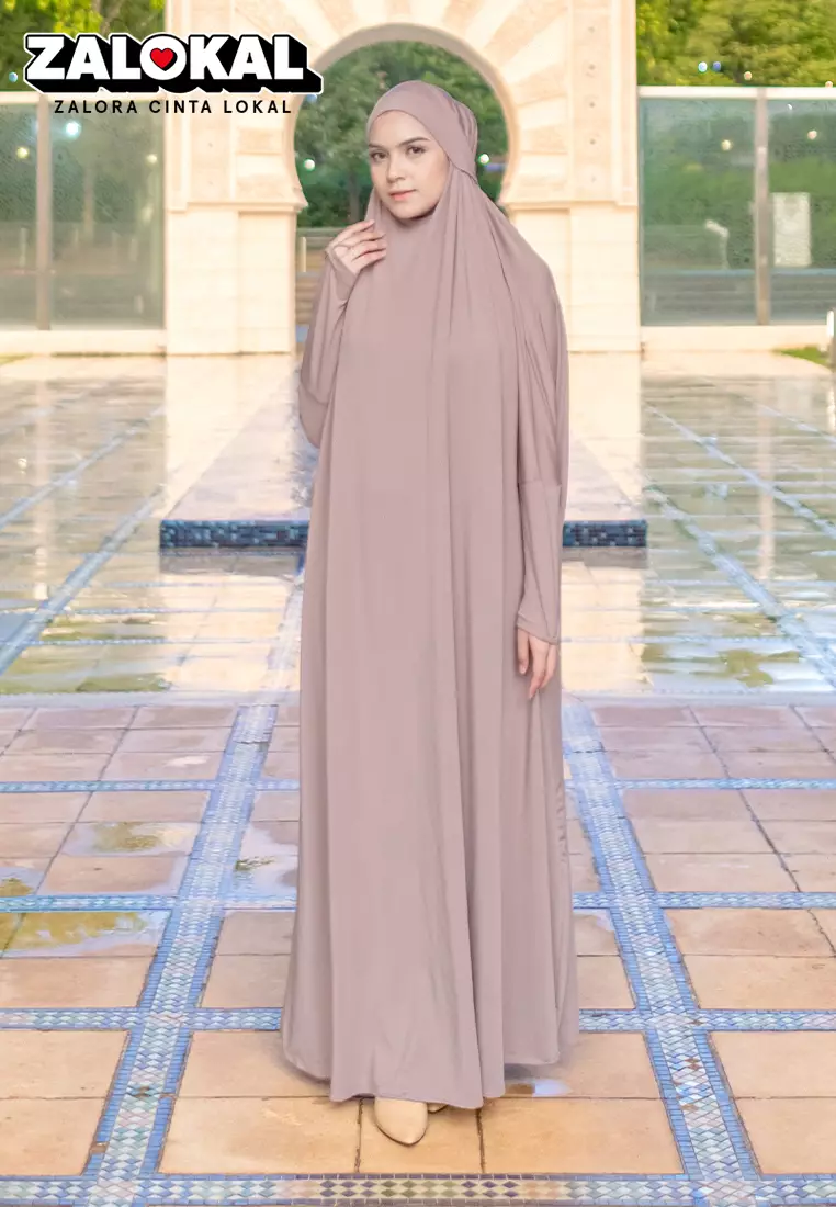 Shameera Abaya in Grey Cream (Lozy x Hamidah)