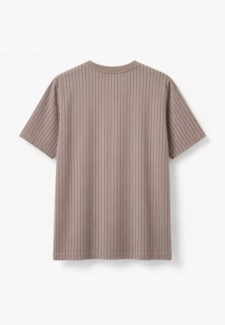 Ryusei Kaos Pria Kitahara Stripe Dessert Taupe