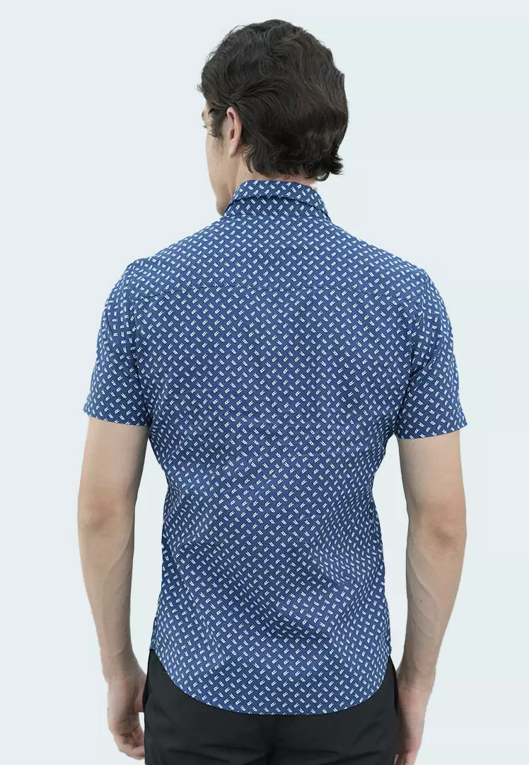 Johnwin - Kemeja Formal - Kemeja Motif - Slim Fit - Biru - FSH.650.Q392.933.C-S/S