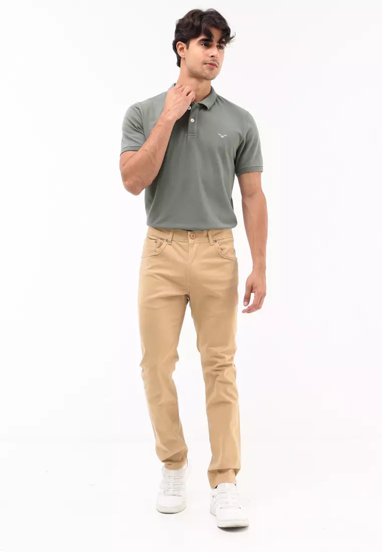 Colored Long Pants Slim Tapered Stretch