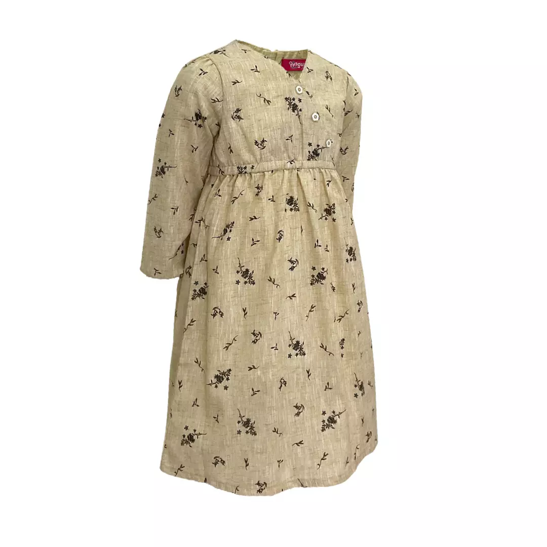 Pingu Long Dress Anak Perempuan Printing Flower Coklat 91000234G