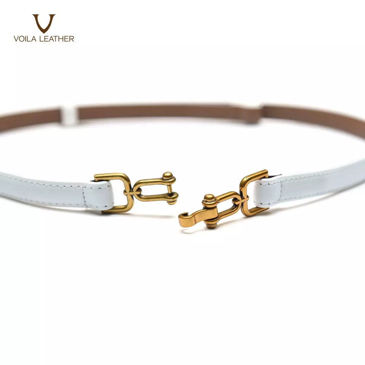 Office And Dress Genuine Leather Women’s Belt Voila Sofia White