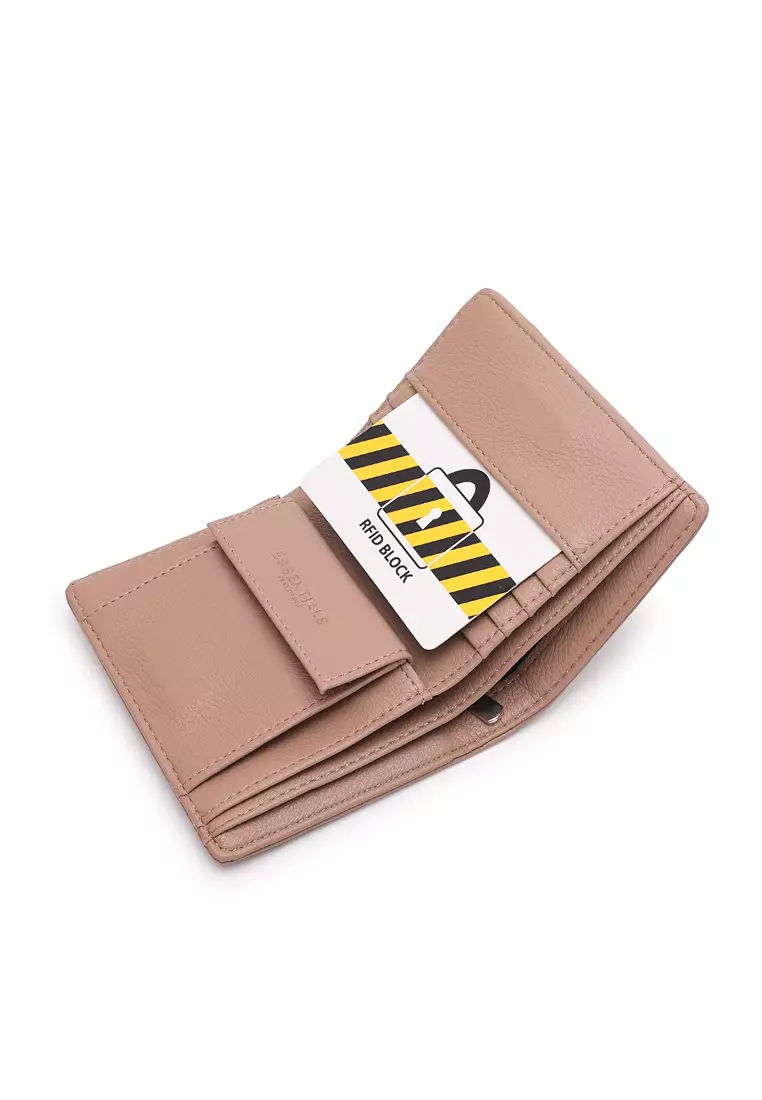 Buy ESSENTIALS Women's Bi Fold Wallet With Coin Compartment Brown