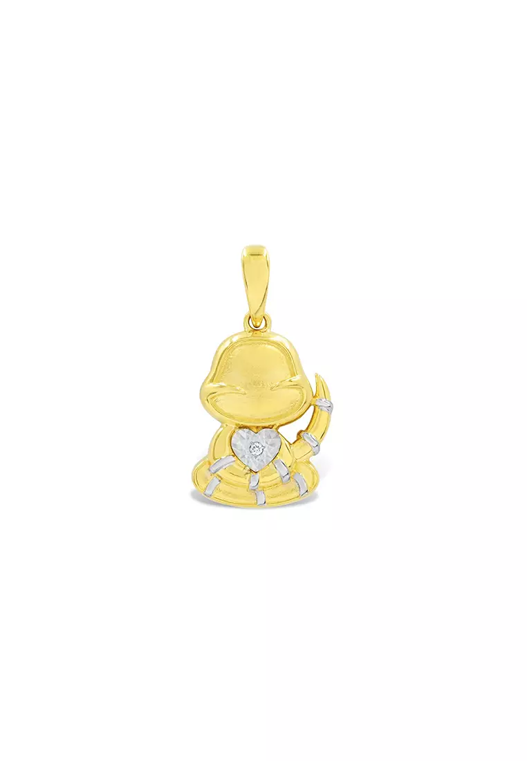 Diamondtalk 9k White & Yellow Gold Wise Snake Hiss Diamond Pendant Pdt00088-a06