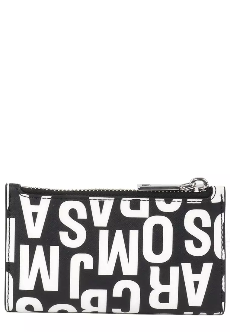 Jumbled Logo Trademarc Medium Flat Wallet - Black/ White 4P4SMP027S02