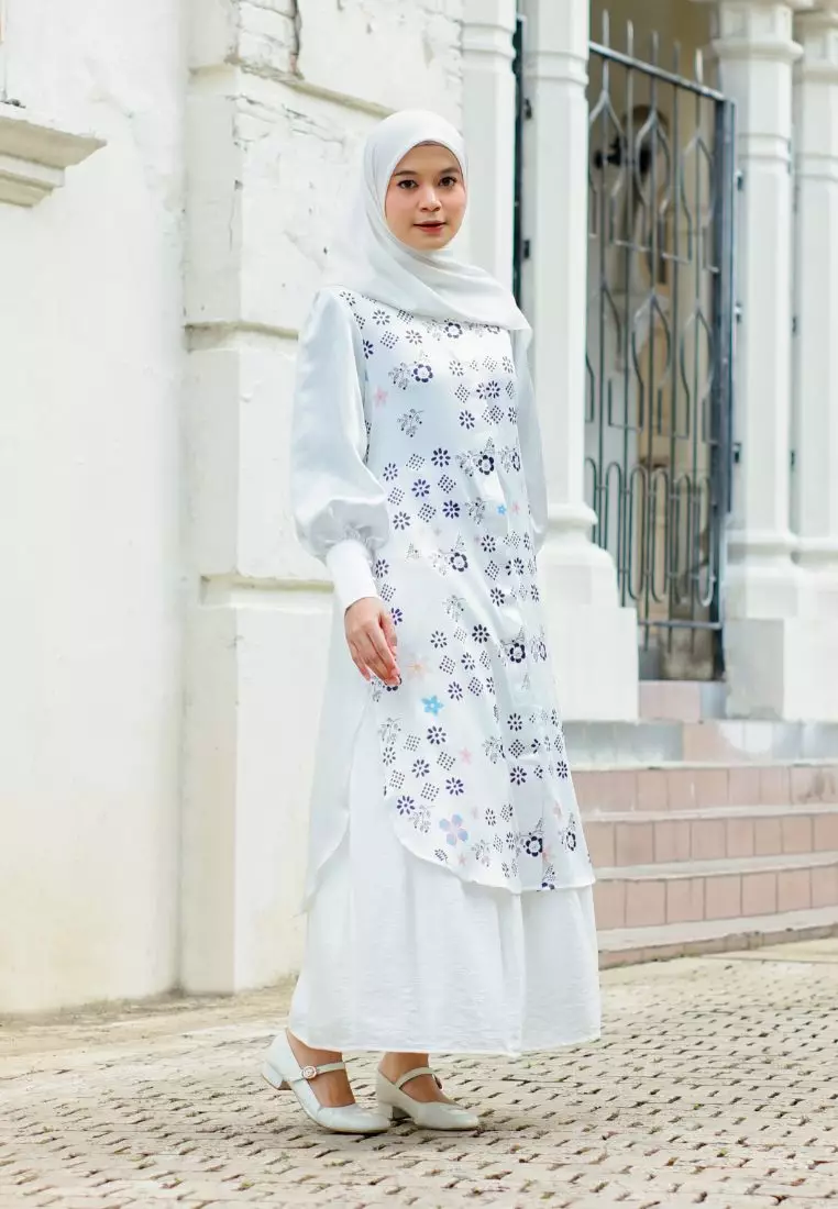 Hanifa Long Tunik White - Kemeja Tunic - Atasan Wanita