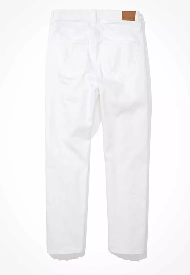 Stretch Ripped Mom Straight Jeans