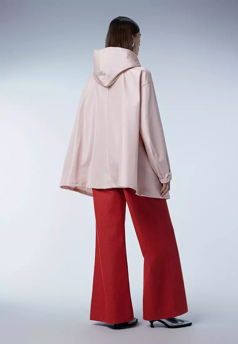 Loose hooded short windbreaker