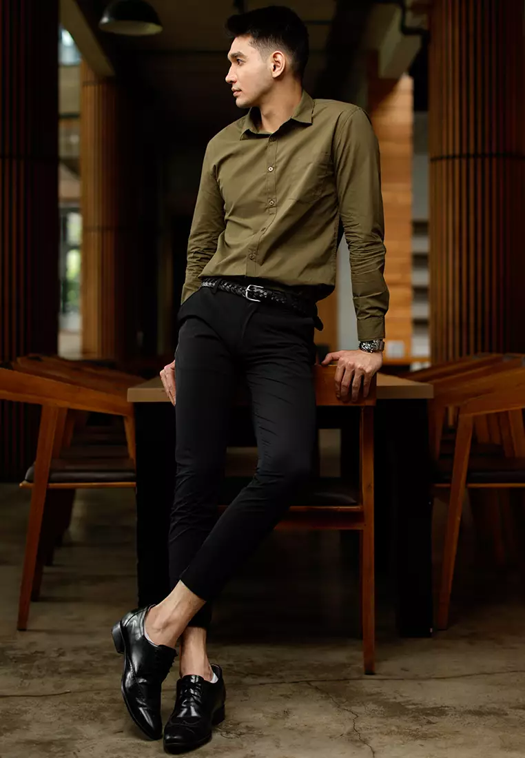 Oxcon Long Sleeve Business Shirt soft cotton Olive