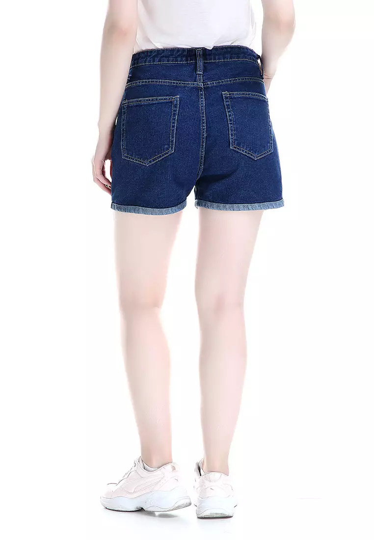 Fern Celana Jeans Pendek Bawahan Wanita Hotpants Simple Woman - Navy