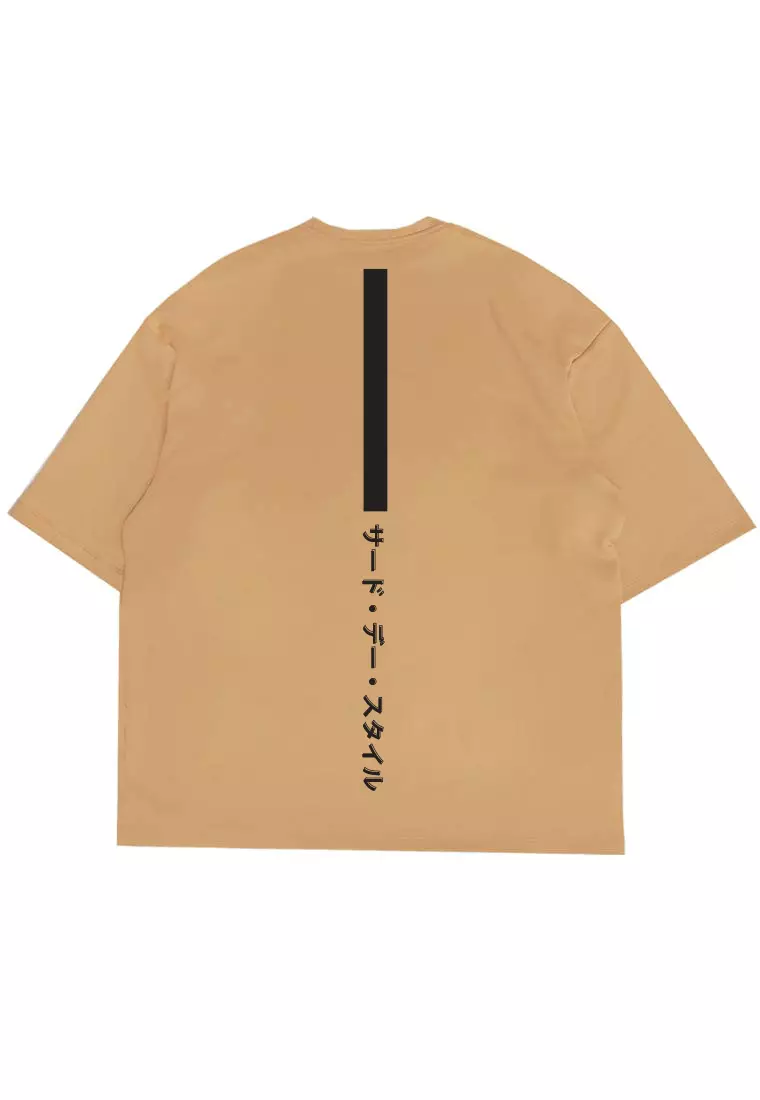 MTV40 Kaos Oversize Gambar Belakang Scubalux "katakana thdy up" khaki