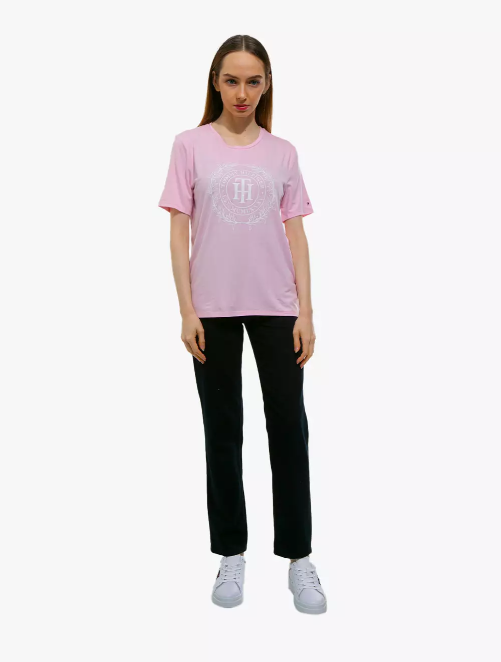 TOMMY HILFIGER - PRINTED SHIELD T-SHIRT - PASTEL PINK - pink