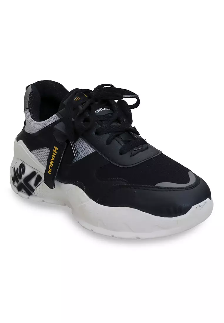 Anando Sepatu Sneakers Tali Pria Casual Shoes Stylish Design Material Leather ORIGINAL - Black