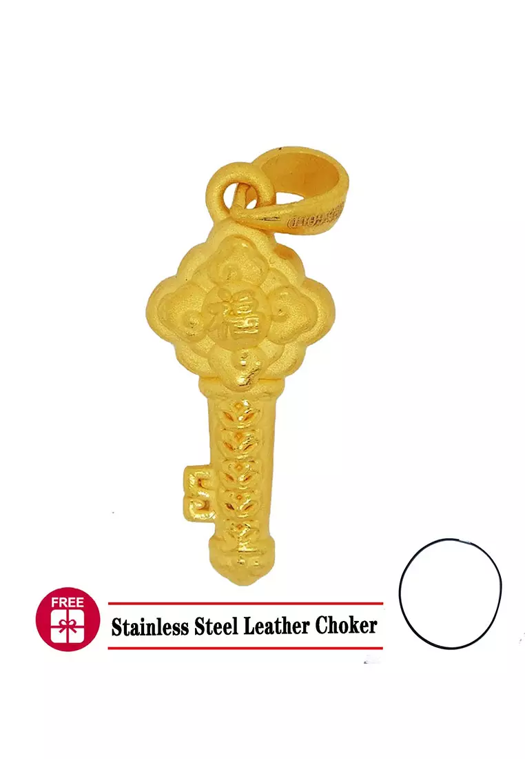 Gold key charm necklace new arrivals
