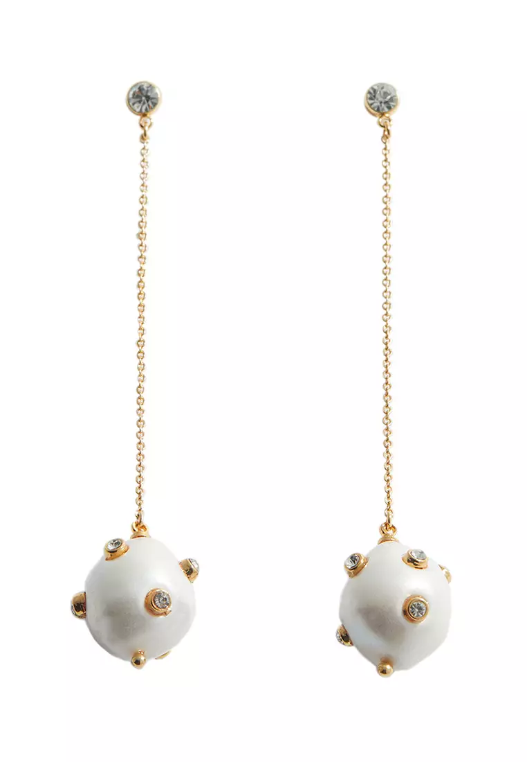 Mango Pearl Thread Earrings 2023 ZALORA