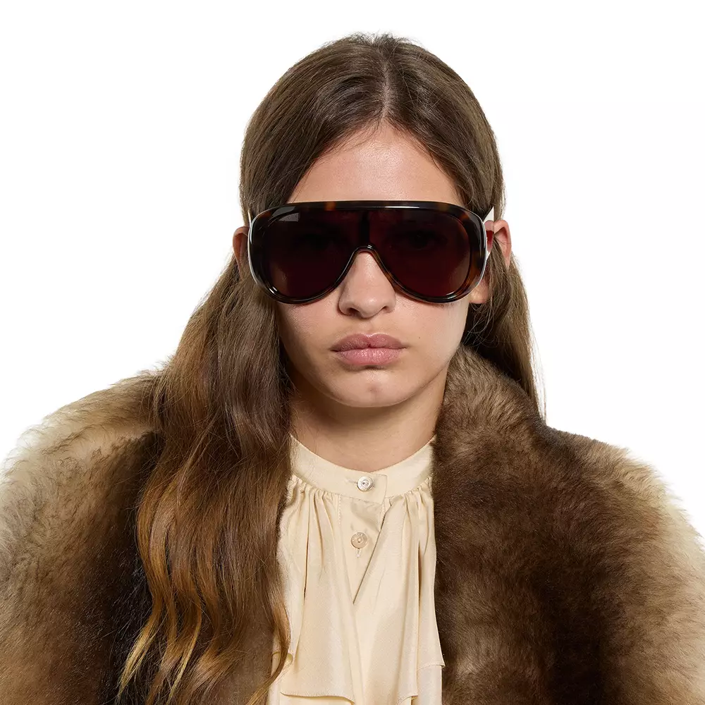 Rectangular Frame Sunglasses Dark Brown Tortoiseshell Brown Lens