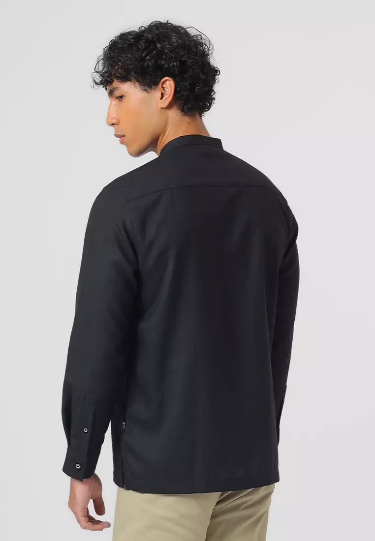 Kemeja Koko Pria Lengan Panjang FARIS BLACK Baju Muslim Pria