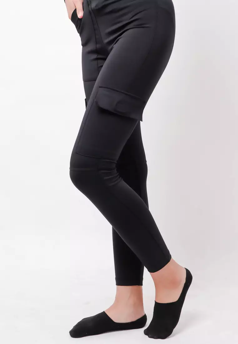 LB062 Celana Legging Yoga Berkantong Hitam