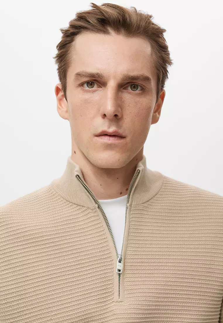 Cotton Sweater With Neck Zip