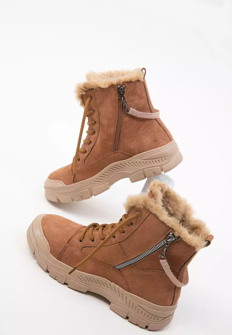 Tan Suede Women's Boots - 20007 Model Bootie