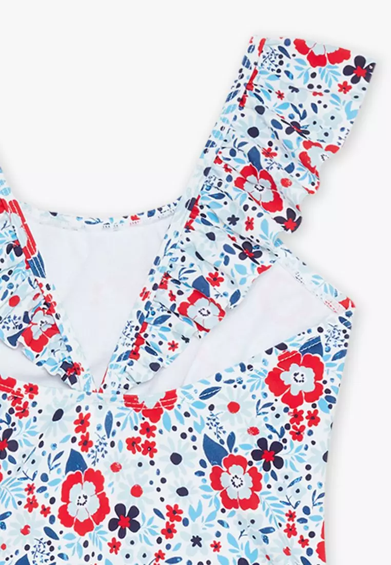 Ecru one-piece floral print swimsuit