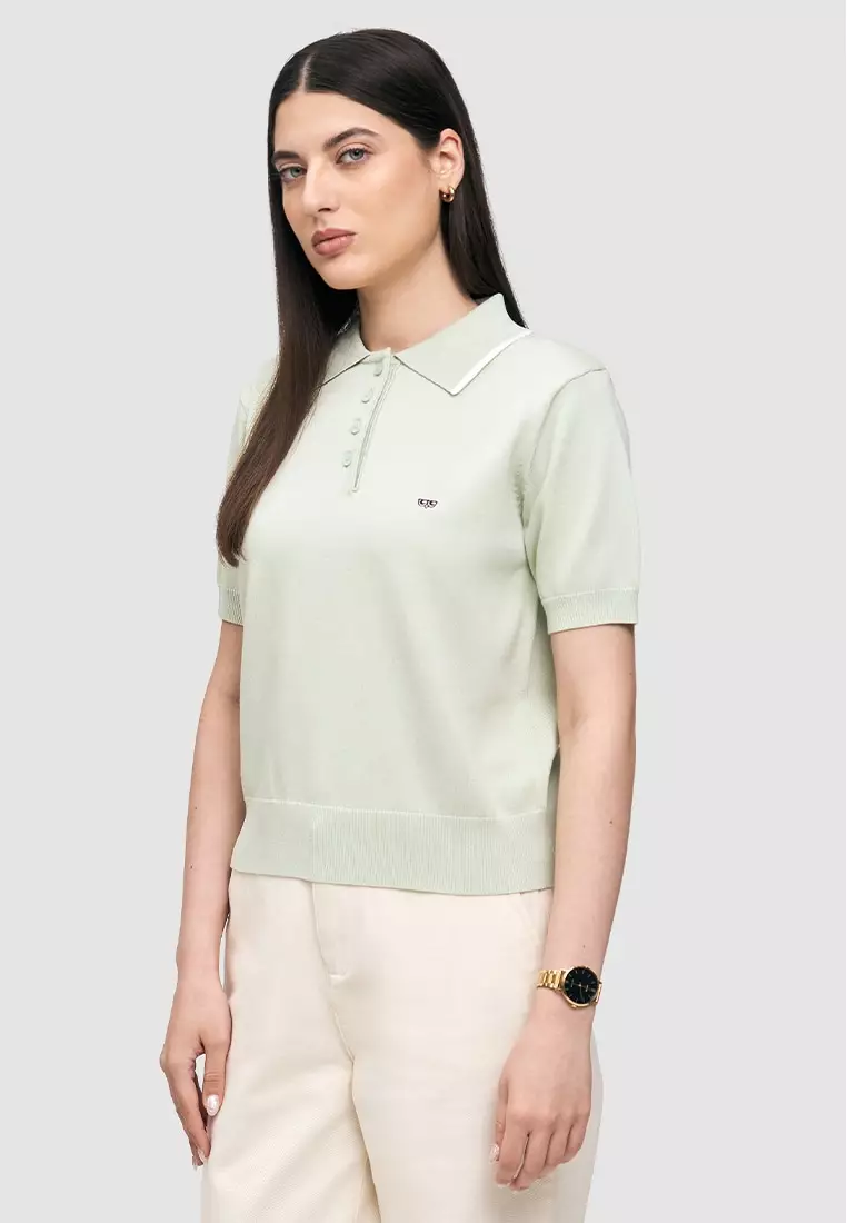 Knit Polo With Collar Tipping