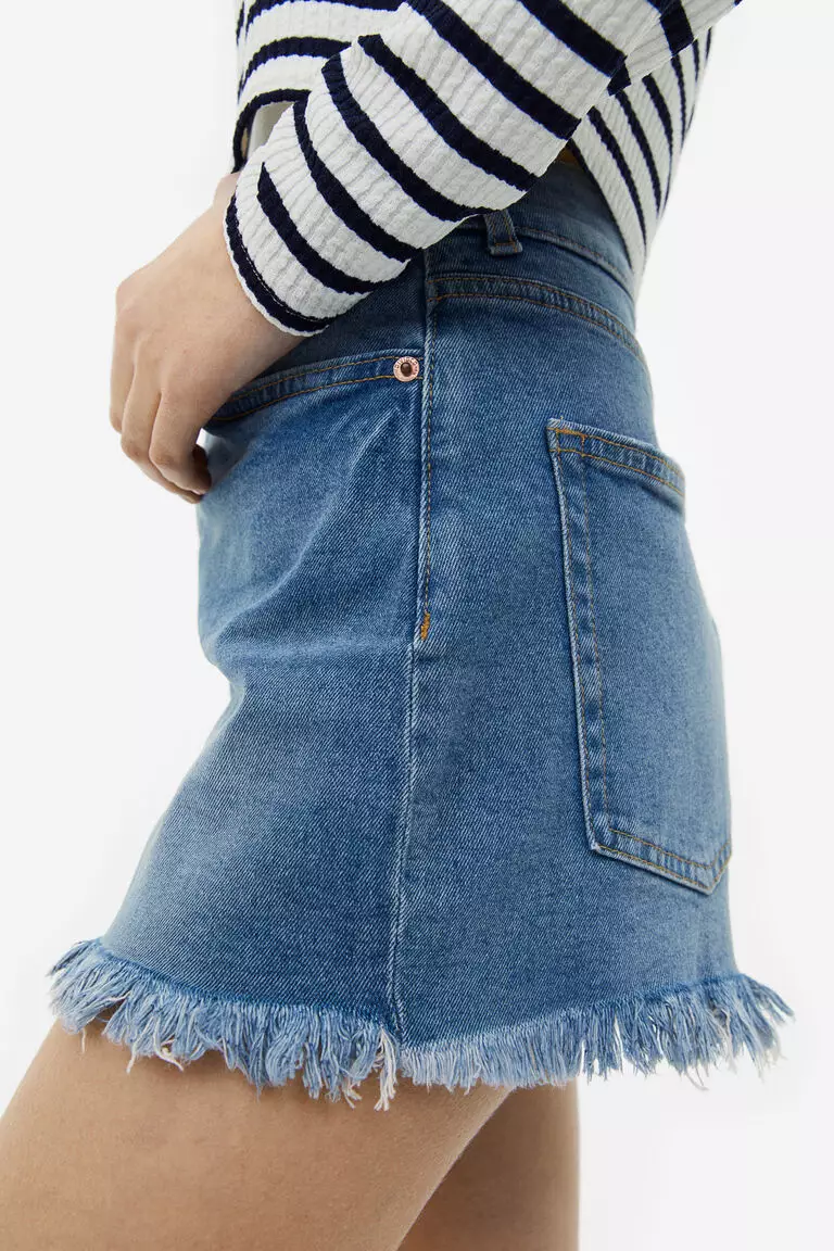 High-waisted denim shorts
