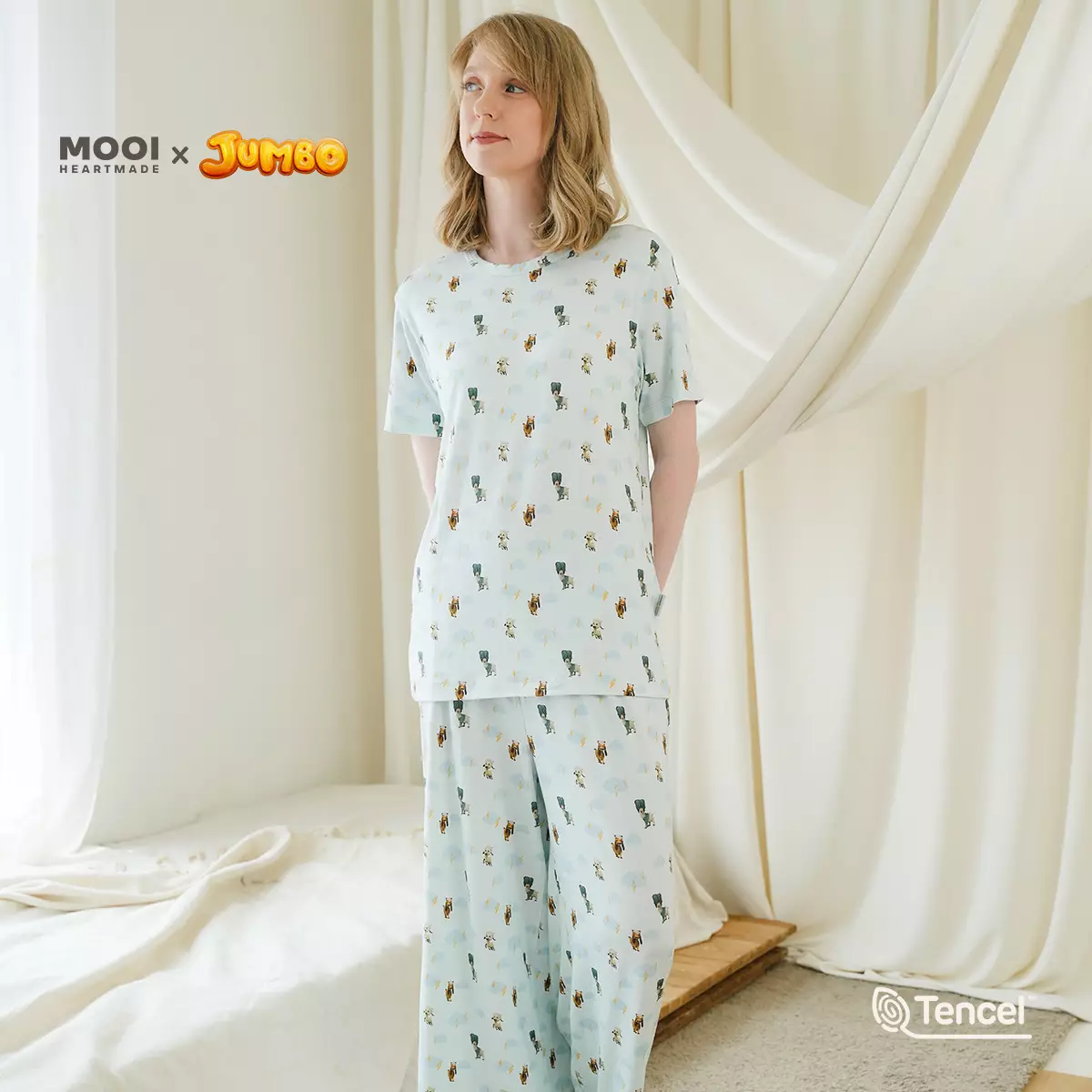 Mooi x Jumbo Piyama Dewasa Setelan Tencel Long Pajamas Adult - Nurman