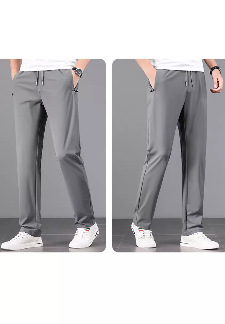 Fleurosta Stretch Ice Silk Pants - Comfort Everyday Pants With Elastic Waist