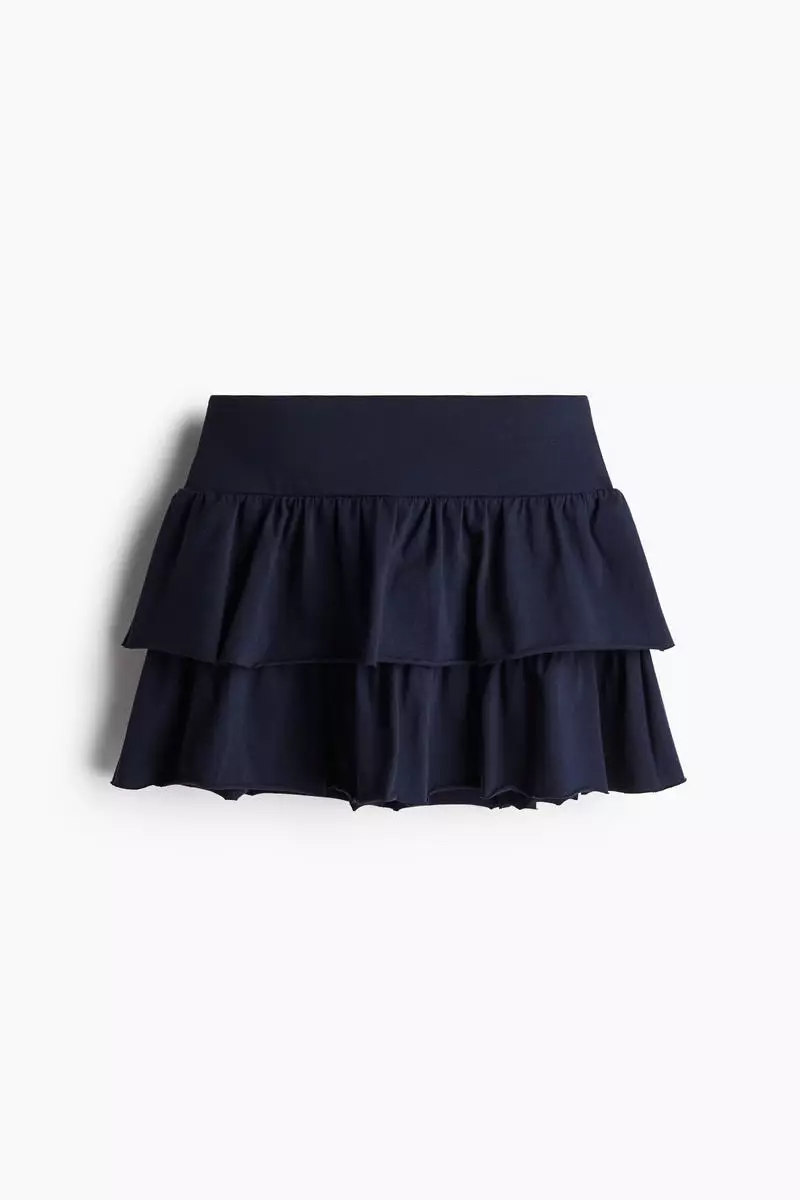 Tiered jersey mini skirt