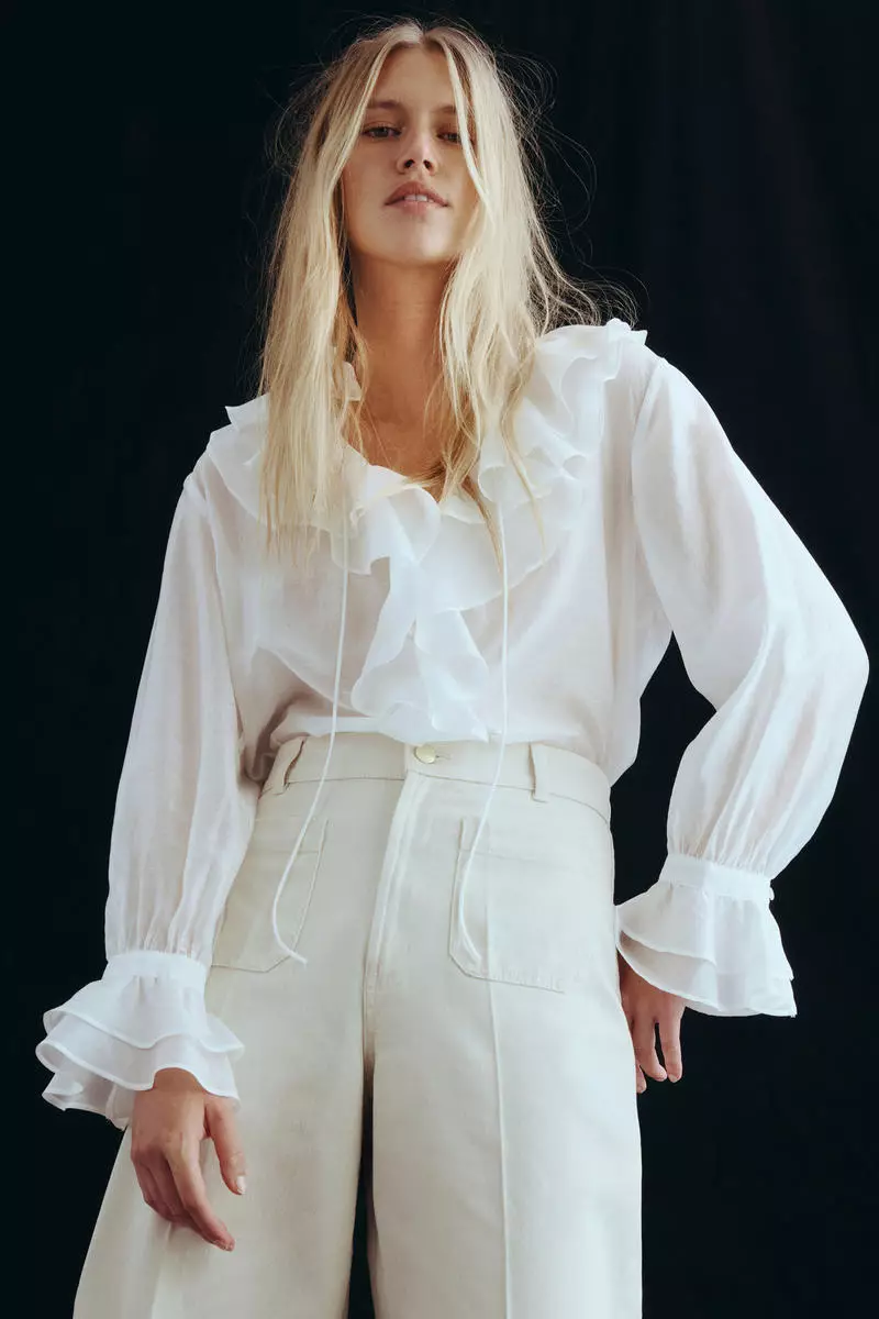 Wide twill trousers