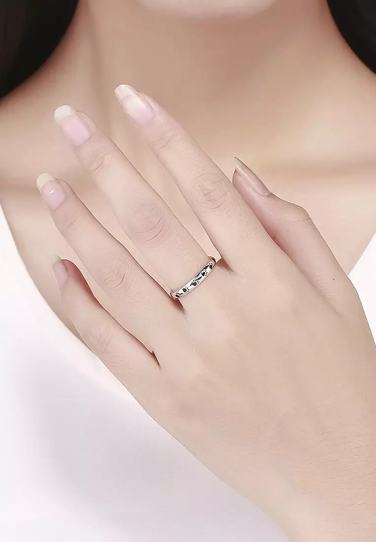 Solid 925 Sterling Silver Animal Pet Paw Print Band Ring