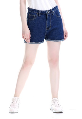 Jual Evernoon Fern Celana Jeans Pendek Bawahan Wanita Hotpants Simple Fashionable Woman Navy Original Zalora Indonesia