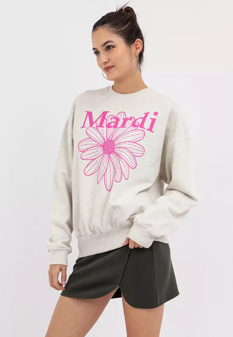 Sweatshirt Flower Mardi _Oatmeal Pink