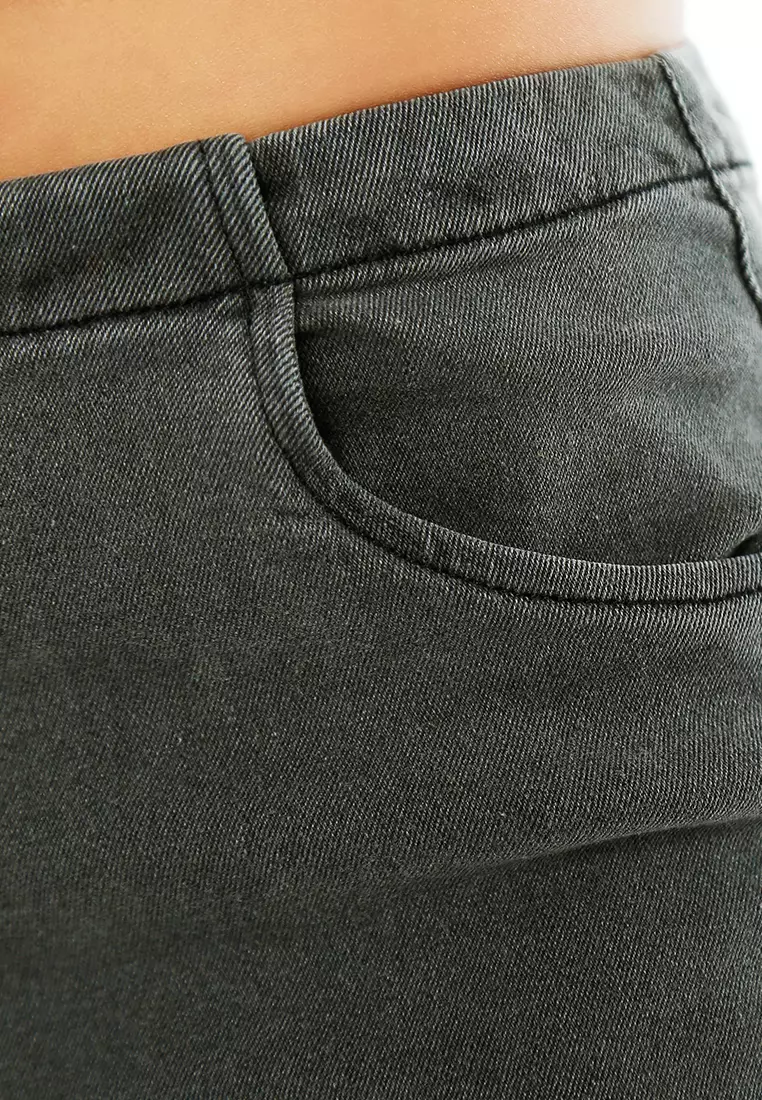Flared Denim Jeans In Washed Black