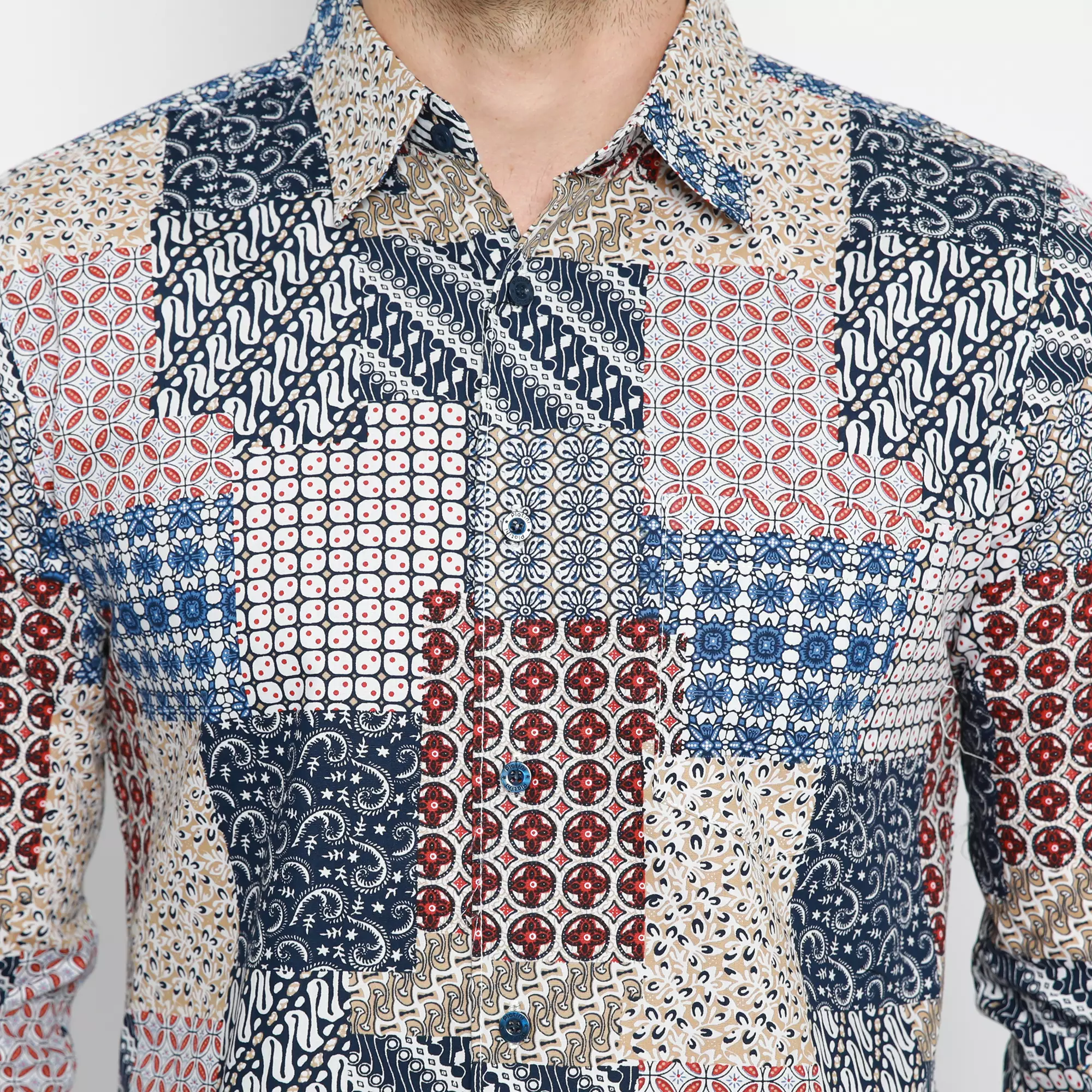 Platini Kemeja Batik Pria Lengan Panjang Biru 460488