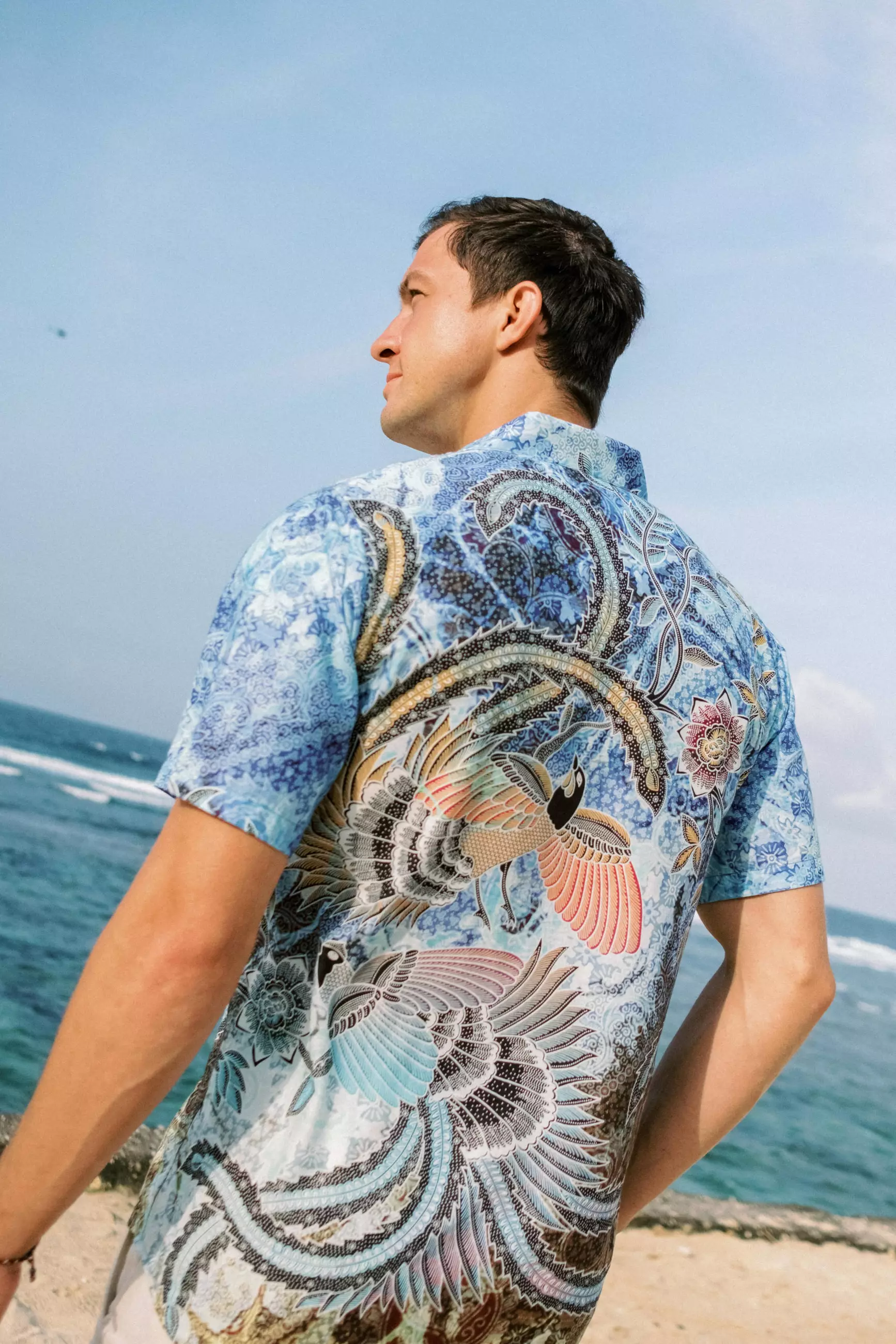 Naraya Blue Kemeja Pria  Pendek Slim Fit Digital Print