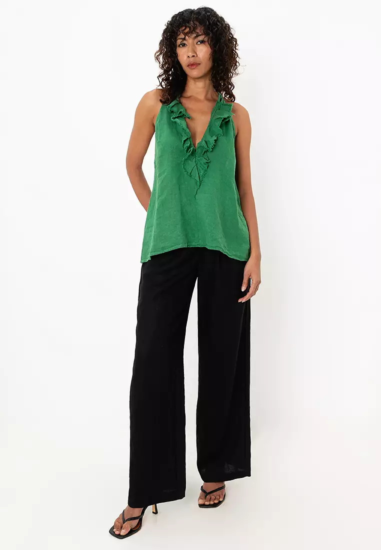 ZARA Ruffled Linen Sleeveless Top 2025 | Buy ZARA Online
