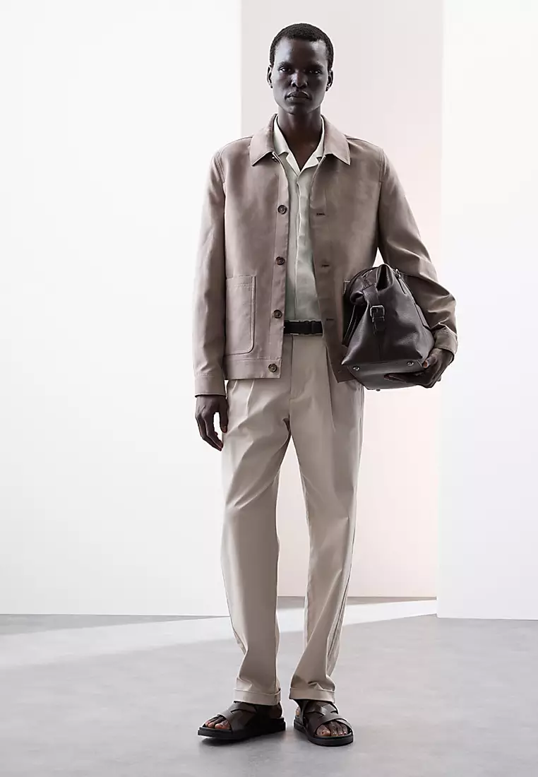 Pure Linen Herringbone Cuban Collar Shirt