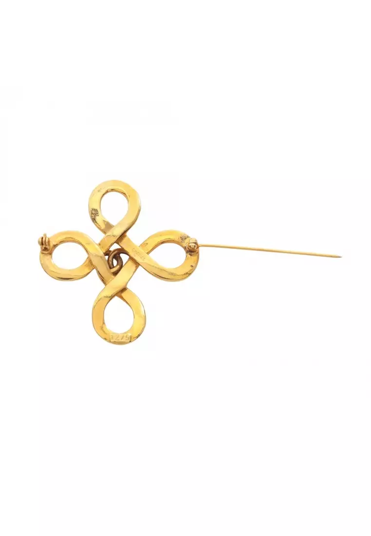Pre-Loved Chanel coco mark brooch GP gold vintage
