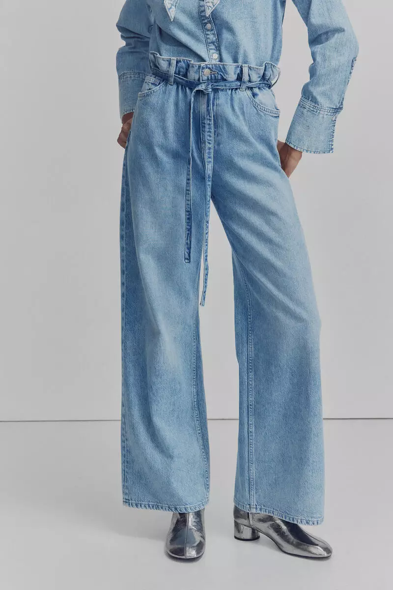Belted paper bag jeans