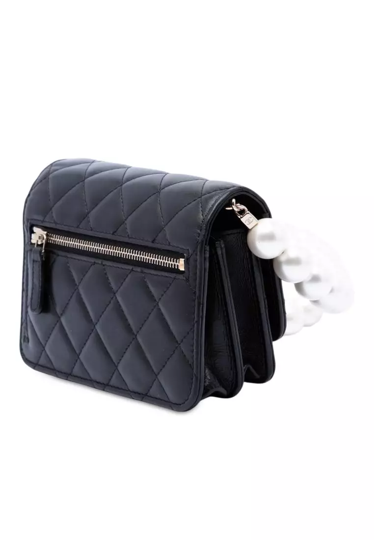 Pre-Loved Chanel Cc Quilted Lambskin Maxi Pearl Chain Strap