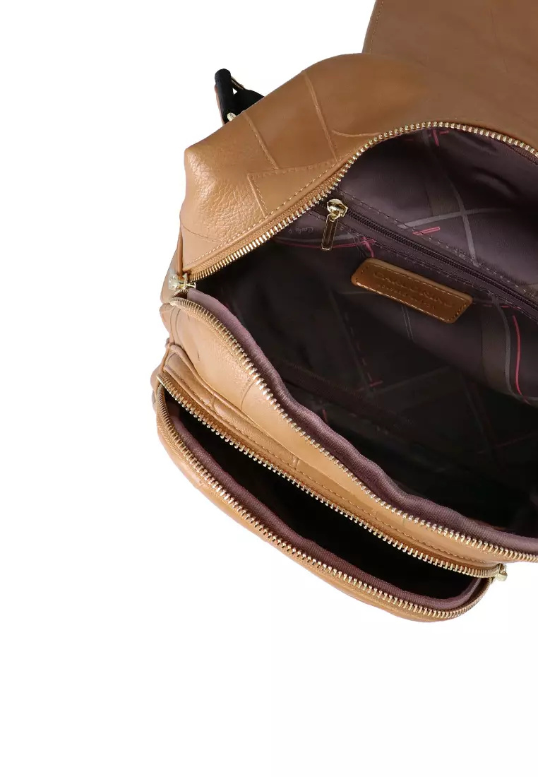 Buy Carlo Rino CR Ariella Sleek Flap Backpack - Dark Beige 2025 Online ...