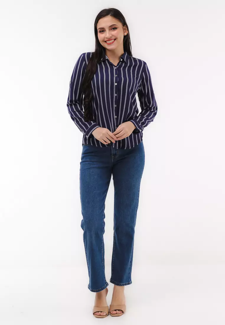 Woven Printed Rayon Long Sleeves Blouse