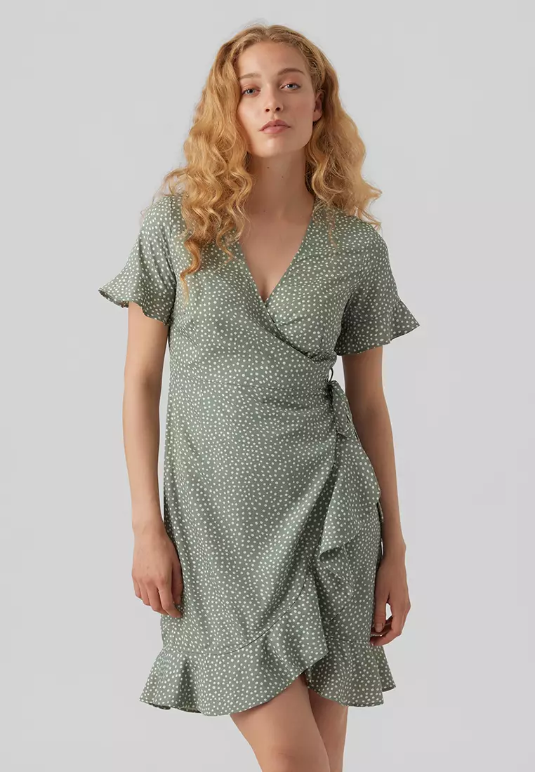 Buy Vero Moda Henna Wrap Frill Dress 2024 Online ZALORA Singapore