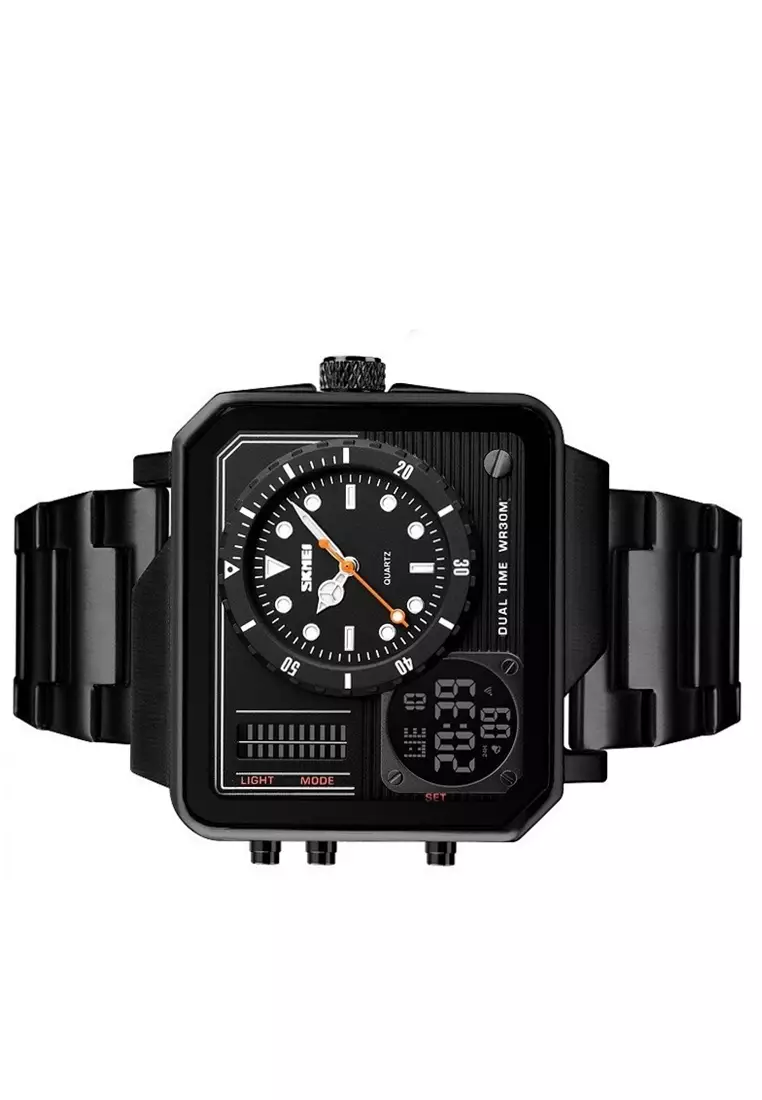 Jam Tangan Casual Analog Digital Modern Pria Strap Tali Material Stainless Steel YT12 ORIGINAL