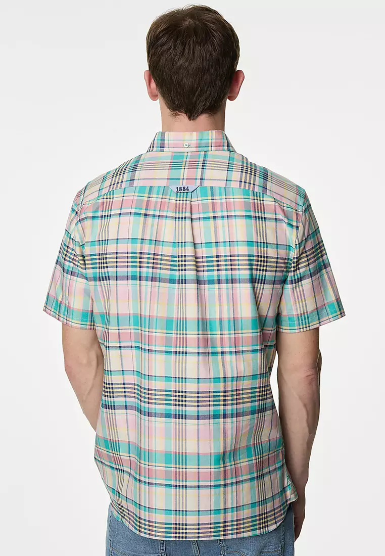 Easy Iron Pure Cotton Check Oxford Shirt